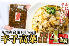 a568 九州産辛子高菜セット4kg(1kg×4パック)【九州新進】姶良市 国産 九州産 たかな 漬物 漬け物 ご飯のお供 おかず おつまみ おにぎり 常温 常温保存