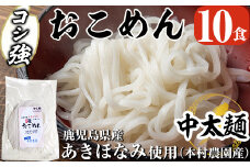 a835 コシ強おこめん中太麺(100g×10食)【本村農園】 姶良市 麺 中太麺 グルテンフリー ヘルシー 米粉麺 あきほなみ 新食感 離乳食 小分け パック セット 常温 常温保存