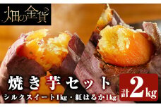 a0001-BS2 冷凍焼き芋！畑の金貨・やきいもセット(紅はるか1kg・シルクスイート1kg)計2kg【甘いも販売所】姶良市 焼き芋 訳あり やきいも スイーツ さつまいも 熟成