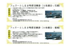 トカラ列島への旅　フェリーとしま2　二等席乗船引換券【往路・復路】セット
