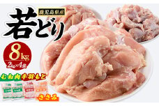 鹿児島県産若どりセット(計8kg) 鶏肉 小分け 冷凍 鶏 ササミ ささみ 鶏むね肉 手羽元 【まつぼっくり】matu-1455R7