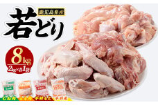 若どりムネ肉・モモ肉・手羽先・手羽元各2kgセット(合計8kg)  鶏肉 小分け 冷凍 鶏肉 もも 鶏もも肉 鶏むね肉 手羽先 手羽元 【まつぼっくり】matu-1454R7