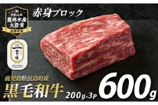 鹿児島県長島町産 黒毛和牛赤身ブロック(計600g・200g×3P)【宮路ファーム】f-miyaji-6054