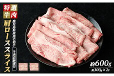 鹿児島県産 黒毛和牛 肩ロース スライス (計600g・300g×2P) 【ナンチク】nanchiku-1312