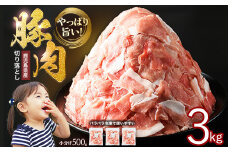 《訳あり》鹿児島県産 豚肉 切り落とし (計3kg・500g×6P) 小分け 冷凍 国産豚肉 鹿児島 ポーク 肉 個包装 人気 ランキング【スターゼン】starzen-1362-06