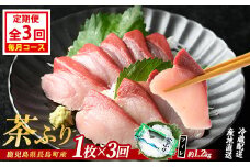 茶ぶりフィレ定期便 毎月 (全3回)  国産 鹿児島県産 ブリ 茶ぶり 鰤 海鮮 海産物 フィレ 魚介 魚 刺身 海鮮丼 産地直送 定期【ウスイ】usui-1383A7