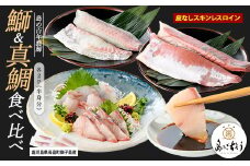 【先行予約】獅子島産 百年漁師の鰤と真鯛 食べ比べスキンレスロイン各2パック (半身分) 【島のごちそう】gochi-1334