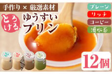 y119 手作り！ゆうすいプリン(12個) ぷりん プリン コーヒープリン お茶スイーツ お茶プリン お茶 プレーン お菓子 おやつ デザート スイーツ 手作り ギフト 贈り物 プレゼント 贈答 手土産 バレンタイン ホワイトデー 冷蔵【ココアイ】