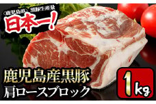 y319-v02 特選！鹿児島産黒豚肩ロースブロック(計1kg) 国産 九州産 黒豚 豚肉 ぶた肉 お肉 ステーキ ロース カタロース ブロック 焼肉 BBQ バーベキュー シチュー 冷凍【財宝】
