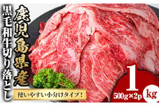 y427 鹿児島県産黒毛和牛切落し(計1kg・500g×2P) 国産 九州産 牛肉 黒牛 黒毛和牛 和牛 お肉 赤身 切り落とし 切り落し 焼肉 肉じゃが 野菜炒め 炒め物 冷凍【さつま屋産業】