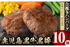 y436 鹿児島黒牛黒豚ハンバーグ(10個・計1.3kg)  肉 お肉 ぶた ブタ 豚肉 牛肉 ミンチ パック 小分け 冷凍 ハンバーグ はんばーぐ 合挽き あいびき  おかず 惣菜 調理 お弁当【さつま屋産業】