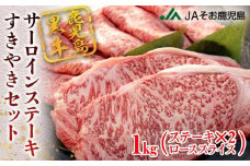 鹿児島黒牛サーロインステーキ（2枚）・すきやきセット（1kg）（E-301）
