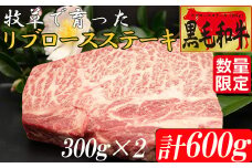 牧草で育った黒毛和牛　リブロースステーキ６００ｇ（300ｇ×2枚セット数量限定）