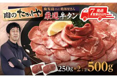 【7営業日以内発送】【焼肉たかしや厳選】牛タンスライス 500g（250g×2パック）