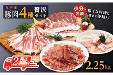 【2週間以内発送】豚肉4種 贅沢セット 2.25kg 豚肉 小分け 詰め合わせ こま 小間切れ しゃぶしゃぶ 生姜焼き 豚 ぶた ブタ ロース スライス 切り落とし 鹿児島 大崎町 ふるさと納税