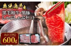 鹿児島黒毛和牛・鹿児島黒豚しゃぶしゃぶセット　計600g