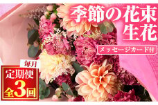 【0325904b】＜定期便・全3回(連続)＞季節の生花の花束ギフト(3種類前後・メッセージカード付×3回)花 花束 フラワー 贈り物 贈答【東串良物産館ルピノンの里】