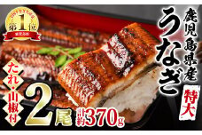 【0154302a】＜特大＞うなぎ蒲焼き(無頭)(2尾・計約370g・タレ、山椒付)うなぎ 高級 ウナギ 鰻 国産 蒲焼 蒲焼き たれ 鹿児島 ふるさと 人気【アクアおおすみ】