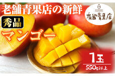 【0133603a】自慢の農家×老舗青果店の新鮮マンゴー(秀品・大玉1個550g以上)【有留青果】