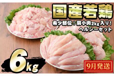 【0124806a-2509】＜2025年9月発送予定＞国産若鶏肉ヘルシーセット(合計6kg・ムネ、ささみ、肩小肉) 鶏肉 鳥肉 とり肉 むね肉 おかず 小分け 国産【エビス】