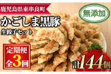 【0365103b】＜定期便・全3回＞鹿児島黒豚生餃子48個セット(12個入×4パック×3回・計144個) 黒豚 豚肉 ぶた肉 餃子 ギョウザ ぎょうざ 惣菜【鹿児島ますや】