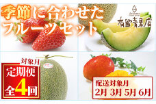 【0503603b】＜定期便・全4回＞自慢の農家×老舗青果店のフルーツ定期便(4回) いちご メロン マンゴー 肥後グリーン 果物 フルーツ 果実 セット【有留青果】