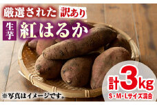 【0095921a】＜訳あり＞物産館おすすめ！厳選された紅はるか(生芋・計3kg) 生芋 焼芋 焼き芋 やきいも さつまいも さつま芋 スイーツ 期間限定 【東串良物産館ルピノンの里】