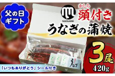 【18720-F】＜父の日ギフト＞大隅産うなぎの蒲焼(有頭)＜計約420g(約140g×3尾)＞ うなぎ 高級 ウナギ 鰻 国産 蒲焼 蒲焼き たれ 鹿児島 【永峯うなぎ店】