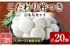 【0135422a-b】期間限定！こだわり杵つき白もちセット (計20個・5個×4袋) 餅 もち 真空パック もち米 【茶いっぺ】