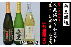 【数量限定】No.3038-2　白玉醸造　魔王2本入り6本セット（4合瓶）