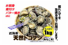 No.2064-1 コリコリ食感がたまらない！お刺身用天然トコブシ（穴貝＝あなご貝）急速冷凍１㎏