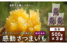 【冷凍焼芋】感動さつまいも 500g×3パック 熟成紅はるか | サツマイモ 焼き芋 熟成芋 長期熟成 冷凍 スイーツ お菓子 甘い お中元 お歳暮 ギフト プレゼント 保存料不使用 鹿児島県 南大隅町 株式会社フォレスト AX7503