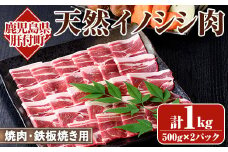 A59003 ＜先行予約受付中！2025年10月以降発送予定＞天然イノシシ肉！焼肉・鉄板焼き用(500g×2P・計1kg) 鹿児島 国産 猪肉 いのしし肉 ジビエ ジビエ肉 ぼたん 牡丹 お取り寄せ ギフト 贈答【きらく】