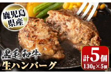A91024 鹿児島県産 黒毛和牛 生ハンバーグセット(130g×5個) 鹿児島 国産 九州産 牛肉 生 ハンバーグ 冷凍ハンバーグ 冷凍 特選A5 A5 A4 おかず 惣菜 肉加工 ギフト 贈答【新村畜産】