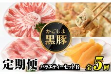 E02007 ＜定期便・全5回(毎月)＞バラエティーセットB！ 肩ロース バラ ロース 黒豚餃子 焼豚 干し芋 バラエティー 豚肉 かごしま黒豚ふるさと定期便 鹿児島 国産 九州産 お肉 精肉 ギョーザ ぎょうざ 干芋 焼肉 とんかつ しゃぶしゃぶ 冷凍 ギフト 贈答【和田養豚】