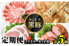 D02004 ＜定期便・全5回＞かごしま黒豚ふるさと定期便 ファミリーセットB(月1回×5ヶ月) 鹿児島 国産 肉 豚肉 黒豚 焼豚 肩ロース ロース モモ 餃子 ぎょうざ しゃぶしゃぶ とんかつ セット 定期便【和田養豚】