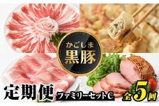 D02005 ＜定期便・全5回＞かごしま黒豚ふるさと定期便 ファミリーセットC(月1回×5ヶ月) 鹿児島 国産 肉 豚肉 黒豚 焼豚 肩ロース ロース モモ 餃子 ぎょうざ しゃぶしゃぶ とんかつ セット 定期便【和田養豚】
