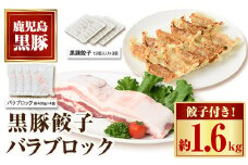 B02084 鹿児島県産黒豚バラブロック(計約1.6kg・約400g×4P)、黒豚餃子(12個入×3P)セット！ 鹿児島 国産 九州産 黒豚 豚肉 お肉 バラ ブロック 餃子 ぎょうざ 角煮 焼肉 叉焼 焼豚 チャーシュー おかず 惣菜【和田養豚】