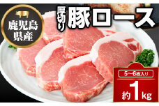 A05051 鹿児島県産厚切り豚ロースステーキ用(約1kg)鹿児島 豚肉 ポーク ロース 厚切り とんかつ トンテキ ステーキ【大将食品】