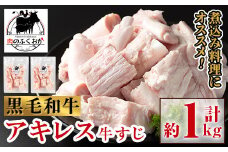 A79007 黒毛和牛 アキレス 牛すじ(約1kg) 鹿児島 国産 黒毛和牛 牛肉 お肉 牛すじ アキレス 希少部位 真空 冷凍 おかず【肉のふくおか】