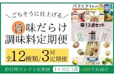C90002 ＜定期便・全3回＞肝付町セレクト定期便《旨味だらけ！調味料定期便》 鹿児島  ドレッシング ポン酢 ぽん酢 焼肉  タレ 豆板醤 辛 辛い 唐辛子 ジャム 味噌 手作り 定期便 セレクト    【株式会社きもつき未来商社そらまち】