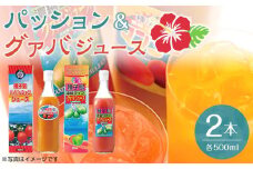 パッション・グァバジュースセット 500ml×2本【ジュース 飲料類 フルーツ 果物 パッションフルーツ グァバ 人気 おすすめ 鹿児島県 中種子町 ふるさと納税 送料無料 N022SM】