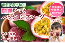 【2025年7月順次発送中】パッションフルーツ 1kg ( 贈答用 ) サイズ混合 【数量限定 期間限定】 鹿児島県産 国産 奄美大島 宇検村 果物 フルーツ リリコイ 果物時計草 デザート 旬 新物 奄美大島開運酒造