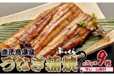 鹿児島県産　うなぎ蒲焼　約70g×9枚【タレ・山椒付】　