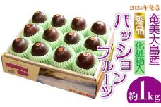 2025年発送【奄美大島産】秀品パッションフルーツ 約1kg 化粧箱入 鹿児島県 奄美群島 奄美大島 龍郷町 国産 奄美産 青果 果物 くだもの フルーツ 果物時計草 南国 トロピカル 初夏の果実 さわやか 甘酸っぱい 秀品 お取り寄せ 先行予約 数量限定