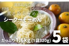 【喜界島在来柑橘を使用した】シークーそーめん/そうめん/ソーメン ５袋 計1.6kg