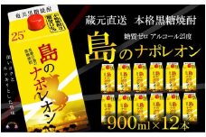 1080【蔵元直送便】本格黒糖焼酎 島のナポレオン900mlパック×12本 ( 蔵元直送 酒 プリン体ゼロ 糖質ゼロ 奄美 徳之島 鹿児島 晩酌 和食 洋食 島のナポレオン 奄美大島にしかわ酒造 )
