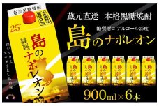 1136【蔵元直送便】本格黒糖焼酎 島のナポレオン900mlパック×6本 ( 蔵元直送 酒 プリン体ゼロ 糖質ゼロ 奄美 徳之島 鹿児島 晩酌 和食 洋食 島のナポレオン 奄美大島にしかわ酒造 )