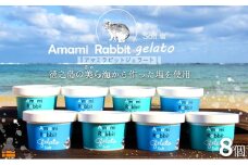 1990 《ふるさと納税限定》美ら海の塩と濃厚ミルク。アマミラビットジェラート（Salt：8個）( アイス ジェラート スイーツ ウサギ うさぎ アマミノクロウサギ 濃厚 プレゼント ギフト 限定 世界自然遺産 徳之島町 鹿児島 人気 )