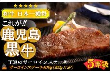 2166 《和牛日本一獲得》5等級 これが!!鹿児島黒牛 王道のサーロインステーキ 400g（200g×2P）  ( 5等級 黒牛 黒毛和牛 牛肉 鹿児島 日本一 全国和牛能力共進会 徳之島 奄美 鹿児島 ステーキ BBQ ディナー 肉汁 霜降り 美味しい オススメ プレミアム JA食肉かごしま )